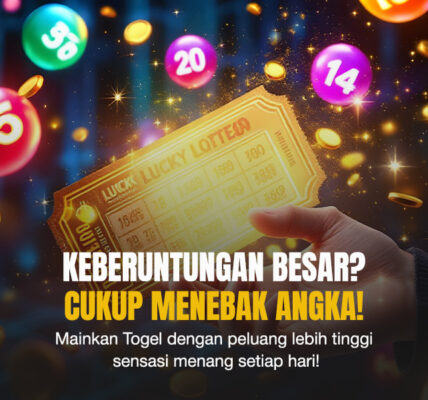 Tiket togel berkilau dengan bola angka warna-warni, menggambarkan permainan Togel Live Dindong 4D yang penuh kejutan dan hadiah besar.