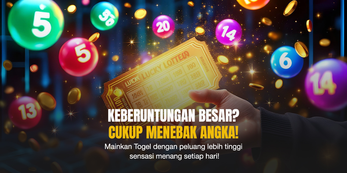 Tiket togel berkilau dengan bola angka warna-warni, menggambarkan permainan Togel Live Dindong 4D yang penuh kejutan dan hadiah besar.